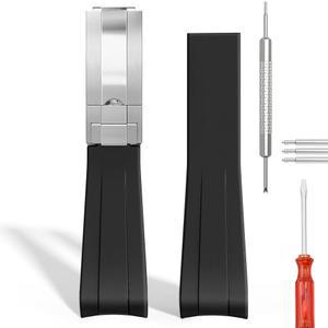 남성 여성 고무 스트랩용 웬도케이 20mm 시계줄 교체용 커브 러그 엔드 색상: 블랙 블루 그린 21mm