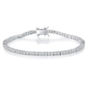 여성 남성 젬스미 2.0MM 테니스 팔찌 18K 흰색 화이트/옐로우 골드 도금 원형 2mm 큐빅 지르코니아 클래식