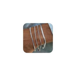 남성 여성 모스플로어 실버 브레이슬릿 스테인리스 스틸 스택 쿠바 링크 체인 세트 팩 주얼리 커스텀