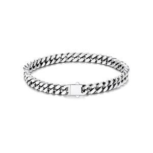 U7 남성 큐반 링크 팔찌 스테인리스 스틸 손목 실버 블랙 골드 핸드 체인 폭 5/7/9/12mm 길이 7.5/8.3/9인치 클래식 주얼리 박스 포장 포함