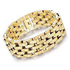 남성 펑크 힙합 18K 골드 / 블랙 블루 레인보우 맞춤 손목밴드 체인 9인치 박스 포함 25mm 스테인리스 스틸 손목 팔찌 와이드 메시 링크 ROWIN&CO