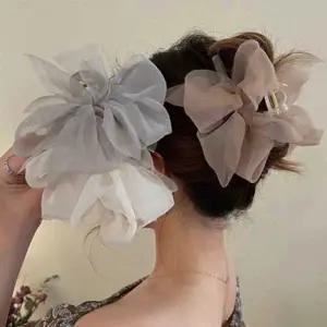 [셀러에이드]고급 오간자 플라워 리본 헤어 집게핀 올림머리 장식핀