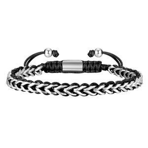 남성 로프 & 체인 브레이드 링크 브레이슬릿: 핸드메이드 트렌디 스테인리스 스틸 메탈 논타일 방수 브레이슬릿 아빠 아들 남자친구를 위한 스타일리시한 미니멀 주얼리 선물 조절가능