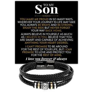 내 아들 팔찌 아들을 위한 최고의 선물 남성 러브 유 포에버 메시지 카드와 상자가 포함된 생일