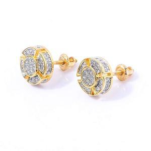 남성 여성 스터드 귀걸이 아레테 드 홈브레에 14K 황금 도금 5A+ 큐빅 지르코니아 클러스터 원형 나사 탑그릴즈 스크류