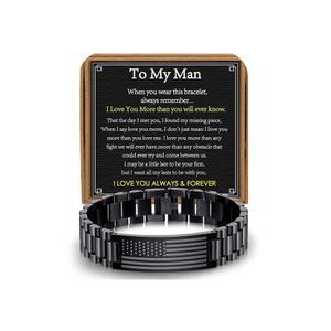 남성 남편 남자친구 아들을 위한 VULETO 선물 스테인리스 스틸 아메리칸 플래그 시계 링크 팔찌 독특한 생일 기념 주얼리