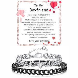 GLEZZA 매칭 커플 쿠바 체인 팔찌 남자친구 소울메이트 여자친구 발렌타인 기념일 생일 크리스마스 선물 남자친구를 위한