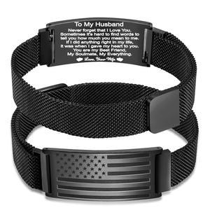 GLEZA 부활절 바구니 스터퍼-남성 팔찌/남편/삼촌/보너스 아빠/새아빠/새아빠 미국 국기 팔찌 아버지의 날 발렌타인 크리스마스 주얼리 선물 조절가능 사이즈