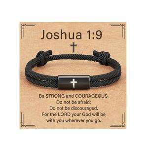 소년 남성 라이도우 크로스 팔찌 조절가능 성경 구절 기독교 세례 종교적 가톨릭 부활절 바구니 스터퍼 선물