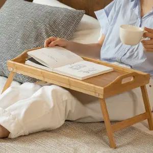 대나무 접이식 침대 좌식 테이블 노트북 독서 식사 다용도 휴대용 원목 받침대