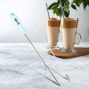 주방 음료용 긴 빨대 내부 세척 전용 솔 2종 구성 좁은 틈새 청소 브러시