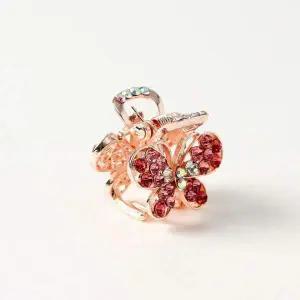 미니 나비 큐빅 헤어 클립 집게핀