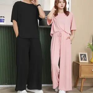 [로즈엘리]아이스실크 쿨링 스판 빅사이즈 공용 마실복 홈웨어 3종 택1 (긴바지 반바지 반팔) 2026