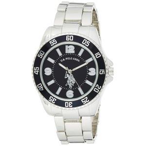 미국 폴로 어센. 검은색 다이얼과 회전 베젤이 있는 남성 아날로그 스테인리스 스틸 시계 u2013 세련된 디자인 조절가능 밴드 방수 u2013은 손목에 5.5인치에서 8인치까지 맞습니다