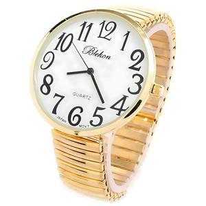 여성 라지 넘버 페이스 스트레치 밴드 워치 골드 1262G