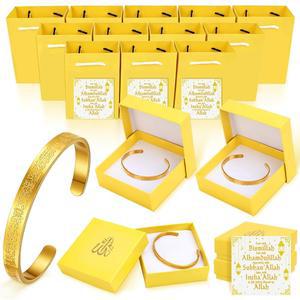 RUEGGVAT 12 세트 여성 남성 아야툴 쿠르시 팔찌 대량 선물 가방 상자 이슬람 무슬림 보석 알라 골드 뱅글 아랍 커프 이드 라마단 파티 선호