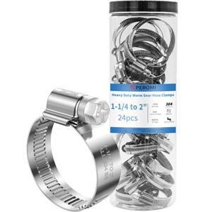 24피스 호스 클램프 304 스테인레스 스틸 32-50mm 조정   웜 기어 미니 소형 금속 파이프 연료 라인 헤비