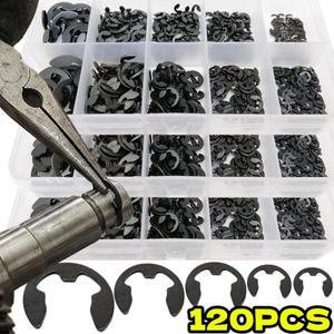 120개 세트 M1.5-M10 블랙 E 클립 스냅 스테인리스 스틸 내부 고정 링 와셔 어소트먼트 키트 샤프트 패스너