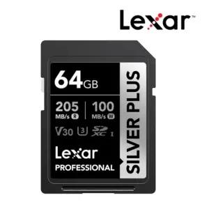 LEXAR SDXC 카드 Professional SILVER PLUS 64GB카메라저장장치 메모리 이동식 캠장치