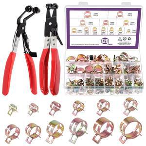 122개 7-22mm 스프링 밴드 호스 클램프 회전식 플랫 연료 플라이어 세트 진공 파이프 클립