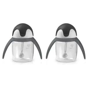 유미 유아컵 펭귄 빨대컵 어린이집 준비 240ml 그레이