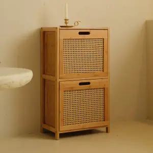 동서가구 밤부 대나무 라탄 2단 수납장 DF927288