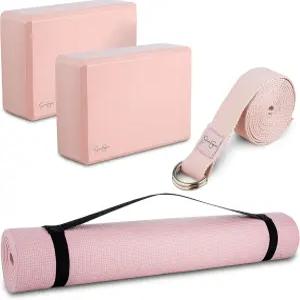 제시카 심슨 4피스 요가 키트 - 매트 블록 스트랩이 포함된 핑크 스타터 세트
