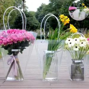 투명 꽃 화분 쇼핑백 5size/pvc 꽃다발 플라워 꽃집 꽃다발쇼핑백