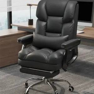 푹신한 가죽 중역의자 리클라이너 의자+발받침