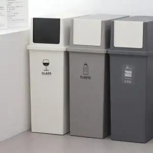 푸쉬 도어 50L 대용량 휴지통 쓰레기통 분리수거함