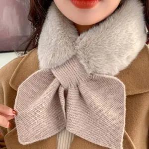 겨울 머플러 윈터 퍼 니트 따뜻 리본 귀여운 목돌이 IuU9+8qAL