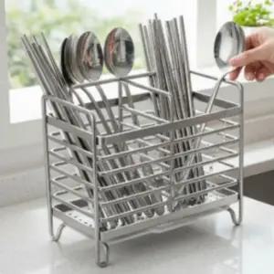 (품목 GG905 2구 스텐수저통)설거지 스텐드 건조대 2구수저통 주방 물받이 무타공 수저통 식기