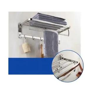 (크기 60cm)접이식 2단 욕실 수건 선반 타올걸이 다용도 수납정리대