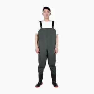 [다잇템] 남자 일체형 작업 워터프루프 전천후 견고한 서스펜더 시즌리스 야외 장화