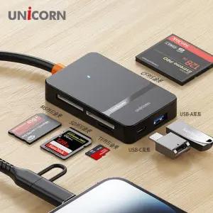 유니콘 XC-7000M USB 6in1 통합멀티카드리더기 USB3.2 Gen1 Type-C 8핀 듀얼컨넥터USB 스마트폰 C타입 블랙