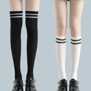 [옷자락] 여자 발랄한 스쿨룩 착시 오버니 스트라이프 팬티 스타킹