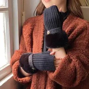 여자 겨울 니트 하프형 손워머 보온 장갑 손등보호장갑 여자 하프장갑 여성손 니트 겨울 데일리손 패션