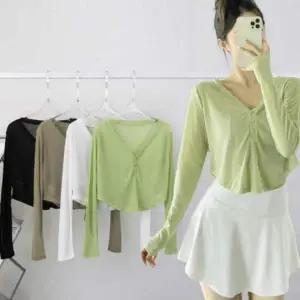 여성 요가 긴팔 크롭 티셔츠