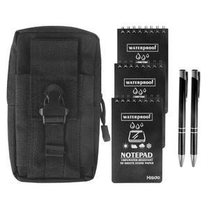 JARSHO 방수 노트북 세트 3X5, 레인 펜과 모든 허리 필기 나선형 메모 기능이 있는 전술 팩에 날씨 포켓