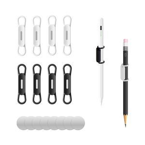 [미국배송] XYOFUN 마그네틱 펜 홀더 세트 8실리콘 조절식 홀더 냉장고용 유연한 화이트보드 책상 액세서리 및 교사 용품(화이트-4 블랙-4)