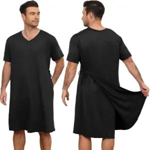 리오콕 남성 병원 가운 오픈 백 - 어깨끈 잠금이 있는 재사용 가능한 환자 남성용 편안한