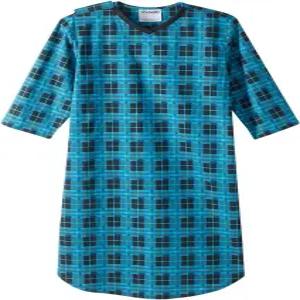 실버츠 남성 오픈 시니어용 어댑티브 플란넬 나이트가운 - 돔 클로저가 있는 백 스냅 네온 나이트 SMA