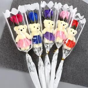 곰돌이 장미꽃 비누 곰인형 꽃다발 핸드 메이드 목욕 소품 소프트 향기 나 장식 선물 용