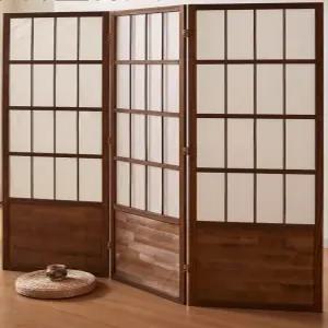 공간분리 이동식 접이식 원목 거실 사무실 인테리어 파티션 가림막 라탄 스타일 병풍