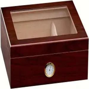 프레스티지 수입 그룹 샬레 유리 탑 데스크톱 시가 (습도계 및 포함) - 용량 20-50 색상 체리