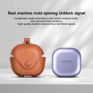삼성 갤럭시 버즈용 가죽 단추 이어폰 케이스, 버클이 있는 충격 방지 커버, 삼성 버즈 2 프로 라이브 FE