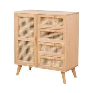 앤틱 라탄수납장 원목 수납장 골드손잡이 30x30x80cm 4단 서랍장 소품