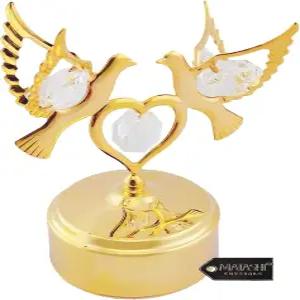 여성을 위한 마타시 발렌타인 데이 선물 - 백조의 호수 러브 비둘기 뮤직 박스 피규어 24K 골드 도금