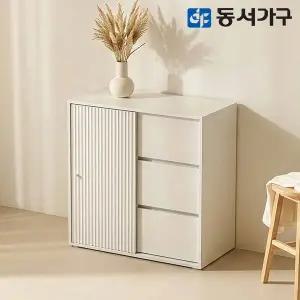 [동서가구]아몬 E0 템바보드 슬라이딩 수납장 800 1도어 서랍 DF645873
