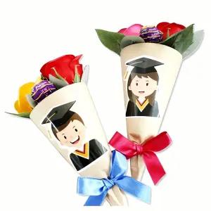 졸업 장미 사탕 꽃다발 5인용 꽃 선물 팬시 플라워 화환 기프트 바구니 이벤트 장식